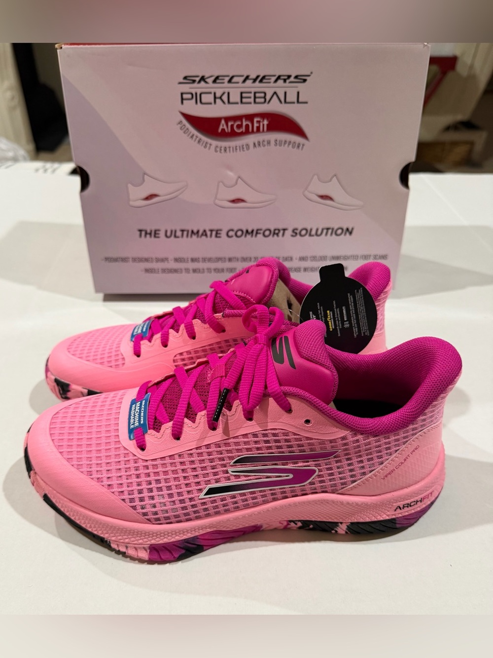 Skechers Women’s viper court Pro pickleball Shoes - Hot Pink US SIZE 7 NEW